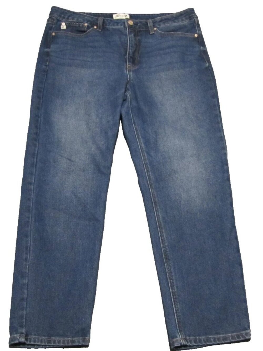 Seven 7 Jeans Women size 14 (36x28) Blue Denim Straight Leg High Rise